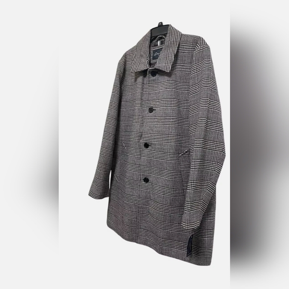 SEAN JOHN CLASSIC SINGLE BREASTED PLAID PATTERN OVERCOAT GRAY & BROWN, SIZE XL - Picture 2 of 8